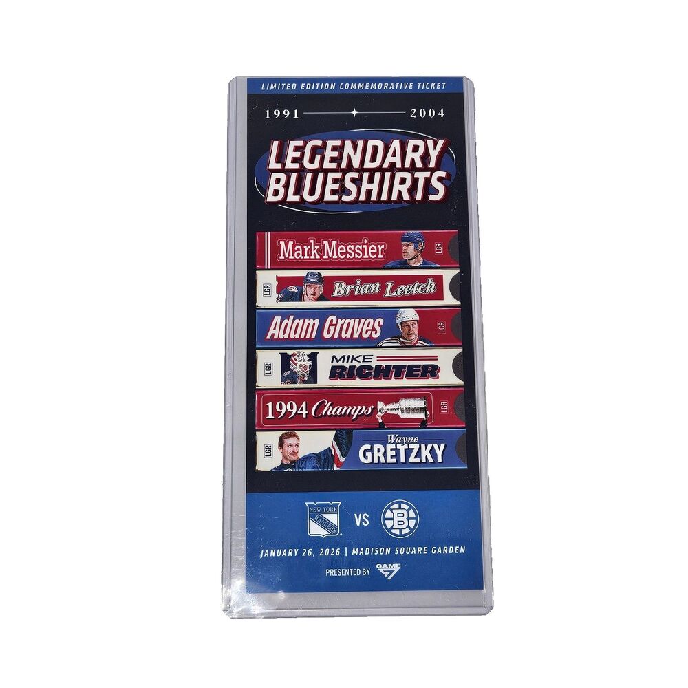 NY Rangers Legendary Blueshirts Commemorative Ticket Jan 26 2026 MSG Limited Ed